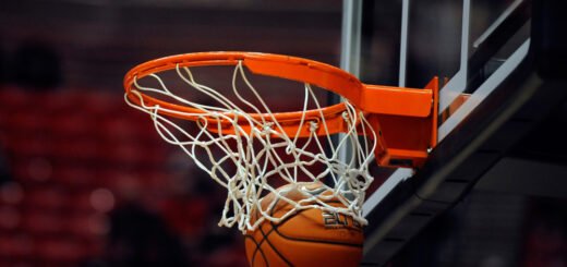 basketball going through the basketball hoop