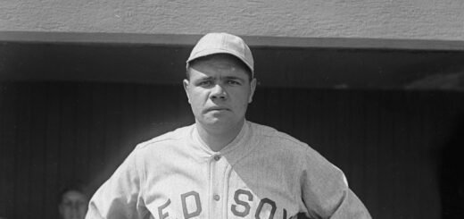 Black and white photo of Babe Ruth