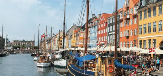 Lake with different colors of yatch in Denmark